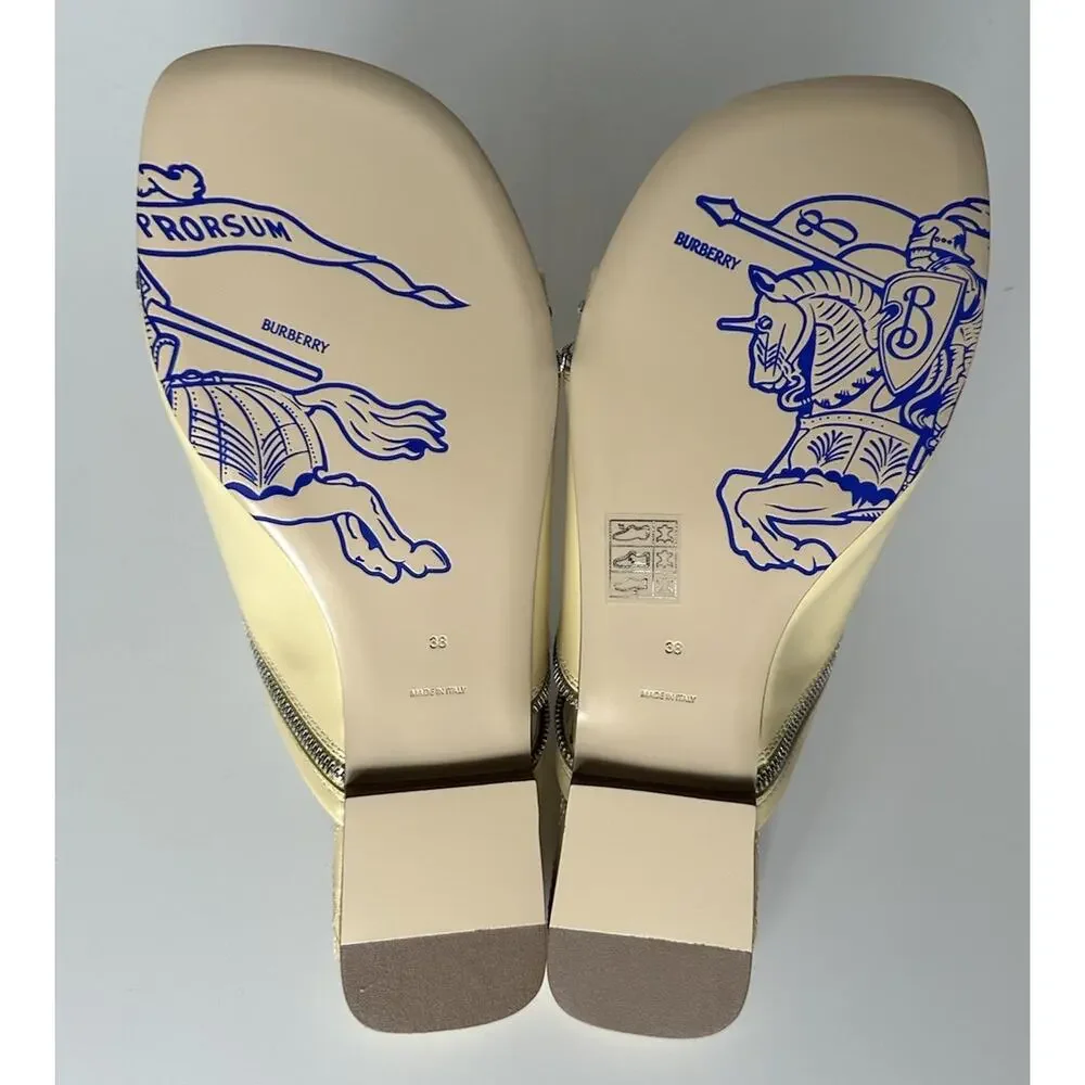Burberry Open Toe Yellow Leather Slides Sandals 8 US (38) 8080264 IT NIB $990